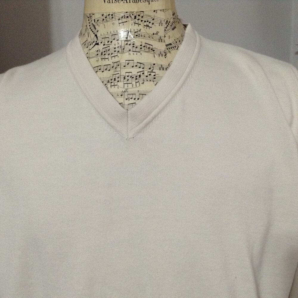 Vintage Snake Eyes Signature Collection V Neck Sweater XL Cream Pima Cotton 90s